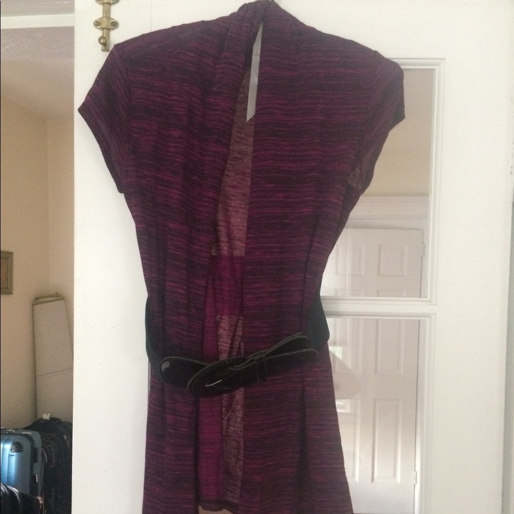 Fuchsia and black short sleeve shrug